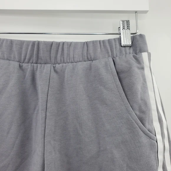 Adidas Gray Athletic Shorts Logo 3 Stripes Big Kids - Picture 2 of 6